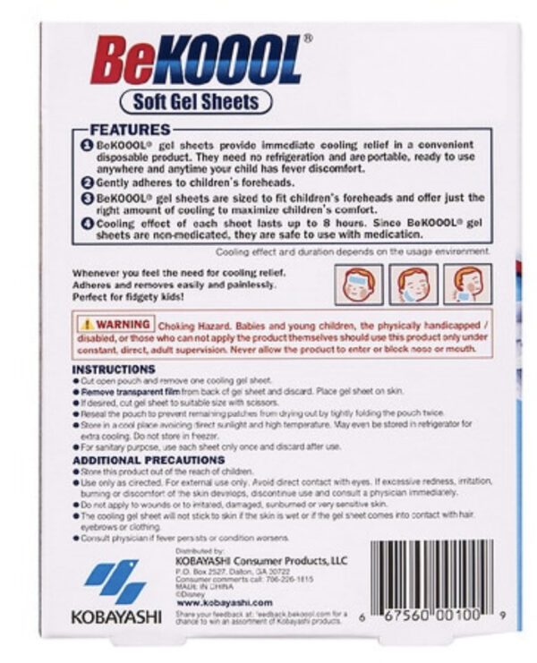 Be Kool 6 Parches de Gel Suave para Reducir la Fiebre de Enfriamiento Inmediato - Imagen 5