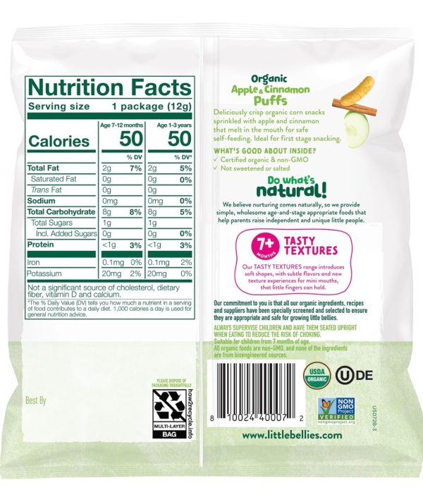 Little Bellies Orgánico 3 pack  Puff Manzana y canela 12 g - Imagen 2